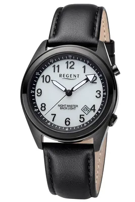 Produktbild von Regent Herrenarmbanduhr BA-773 Leder schwarz