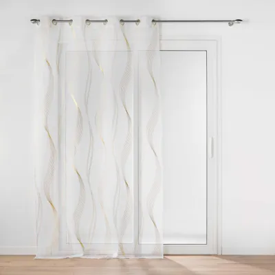 Produktbild von GLAMI Ösenschal Gardine aus Polyester mit Metallfäden, Sand/Transparent/Gold, 140x240cm