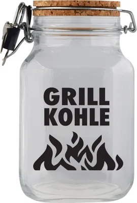 Produktbild von Spardose Geld Geschenk Ideen Grill Kohle Design1 Transparent Größe XL 2 Liter