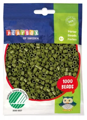 Produktbild von Playbox Bügelperlen Olivgrün Dunkelgrün 1000 Stück