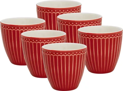 Produktbild von Greengate Alice Mini Latte Cup red 0,1 l Set6