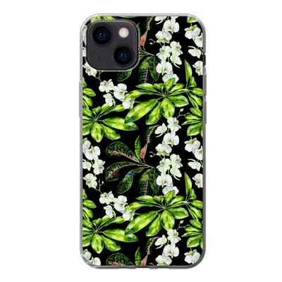 Produktbild von MuchoWow® Handyhülle Schutzhülle Hülle für iPhone 13 Blatt - Orchidee - Muster Silikon Softcase Handy Hülle - Karteninhaber
