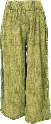 Produktbild von Bequeme Palazzohose, Sommerhose, Musselinhose - Lemongrün, Damen, Baumwolle, Hosen