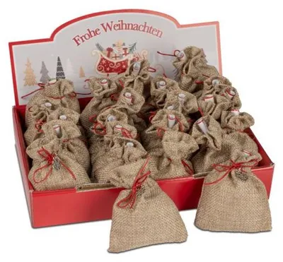 Produktbild von 2 Stück Jutesack 7cm für Geldgeschenke Weihnachten oder Nikolaus