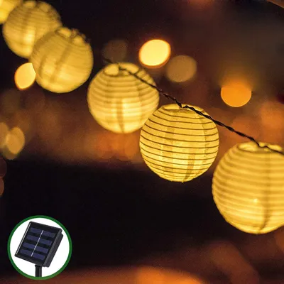 Lichterkette Solar 6m 30 LEDs warmweiß wasserdicht 2 Modi