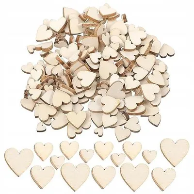 Produktbild von 200 Holzherzen für Bastelarbeiten, DIY-Dekoration, verschiedene Größen