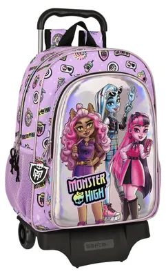 Zdjęcie produktu dla Plecak szkolny na kółkach Monster High Best Boos w kolorze liliowym, 33 x 42 x 14 cm