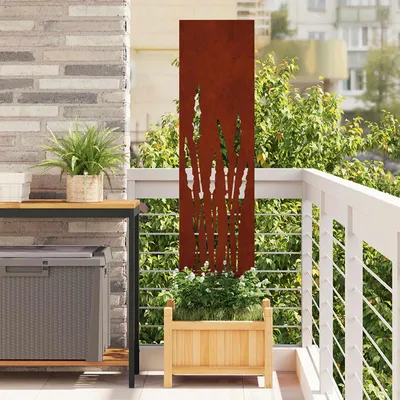 Image de vidaXL Toile de protection visuelle de jardin rouillée 32 x 140 cm Acier résistant aux intempéries