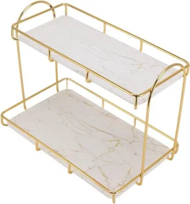 Produktbild von Badezimmer-Schminktisch mit 2 Ebenen - Kosmetik-Display-Regal - Küchenregal Organizer für Kräuter (L)