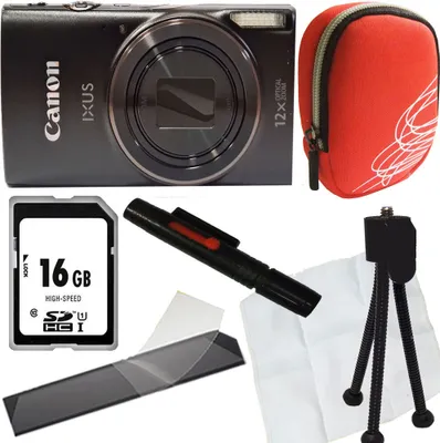 Produktbild von Canon Ixus 285 HS schwarz Set Angebot Tasche rot