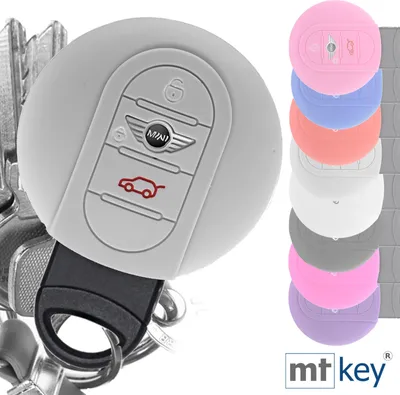 Produktbild von Auto Schlüssel Hülle Silikon Schutz Cover Grau kompatibel mit Mini F56 F54 F55 F57 F60 Clubman Countryman 3 Tasten KEYLESS SMARTKEY