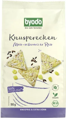 Zdjęcie produktu dla Byodo Organiczna chrupiąca kukurydza i czarny ryż 90 g