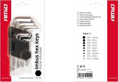 Immagine prodotto di 01041 Chiavi a Esagono corte 125 mm 9 pezzi