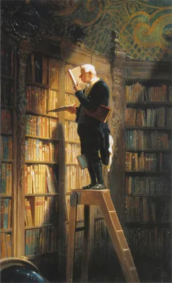 Produktbild von Legendarte - Kunstdruck auf Leinwand - Der Bücherwurm Carl Spitzweg - Wanddeko, Canvas cm. 40x70