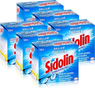 Produktbild von Sidolin Brillen Putztücher 50 stk. Tücher - Reinigt extra gründlich (6er Pack)