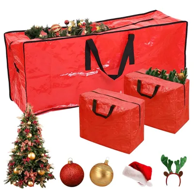 Imagen del producto de Juego de 3 bolsas impermeables para árboles de Navidad, 165 x 38 x 75 cm