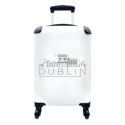Produktbild von MuchoWow® Koffer Handgepäck Trolley Rollkoffer Kleine Reisekoffer mit 4 Rollen - Skyline "Dublin" weiß - Cabin Size < 55x40x23 cm & 55x40x20 cm - Fotokoffer - Kabinenkoffer - Boardgepäck - Reise-Box - Reisekoffer - Reisegepäck - Koffer mit Bild - Trolley für Kinder