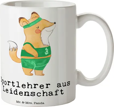 Produktbild von Mr. & Mrs. Panda Kaffeebecher Sportlehrer Leidenschaft - Weiß - Geschenk, Becher, Teetasse, Keramiktasse, schöne tasse, Pott