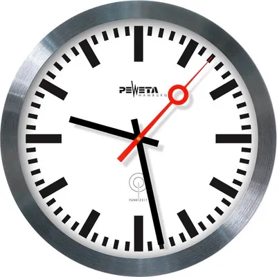 Immagine prodotto di PEWETA 51.150.325 Funkwanduhr Bahnhof silber 30,0 cm Aluminium