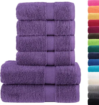 Zdjęcie produktu dla vidaXL 6 szt. Zestaw ręczników premium SOLUND fioletowy 600 g/m²