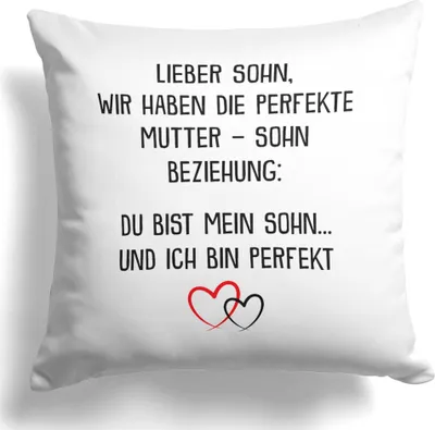 Produktbild von 22Feels Sohn Geschenk von Mama Jungs 18. Geburtstag Weihnachten Abitur Matura Kissen Uni Abschluss Bachelor Master Firmung Konfirmation Kinder Deko Männer Dekoration Wohnzimmer Schlafzimmer Couch