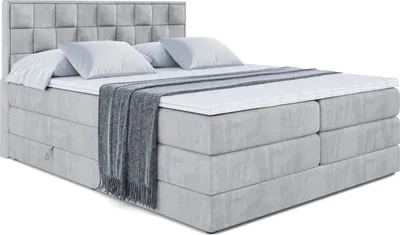 Produktbild von ALTDECOR Boxspringbett mit 2 Matratzen und Topper - 200x200 cm - ZAFIRA-BZ KING - Grau Monolith 84 - Polsterbett mit, H3- und H4- Matratzen, Bettkasten und Lattenrost, Bett mit Stauraum