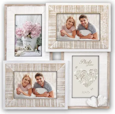 Produktbild von Hochzeit Holz Bilderrahmen quadratisch weiss für 10x15 cm