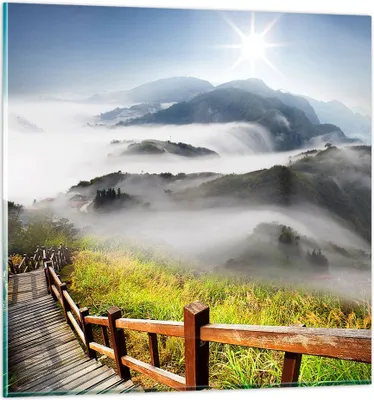 Produktbild von Bilder auf glas - Asien schönheit berg landschaft - 50x50cm - Glasbilder - Wandbilder - Kunstdruck - zum Aufhängen bereit - Wanddekoration aus Glas - Glas Bilder - Wandbild auf Glas - GAC50x50-2444