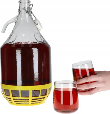 Image de Bonbonne de fermentation/bonbonne en verre - lot de 6, 5 l - pour le vin - avec panier de protection - bouchon inclus