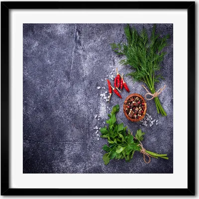 Produktbild von Bild - 50 cm x 50 cm - MDF - Rahmen, Wandkunst - Kräuter und Gewürze