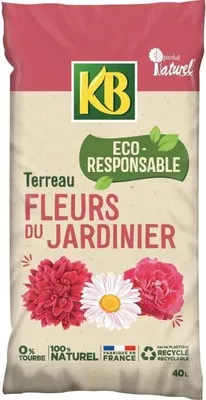Immagine prodotto di Terriccio per fiori, 40 L, 100% naturale, prodotto in Francia, imballaggio riciclato, per fiori da giardino
