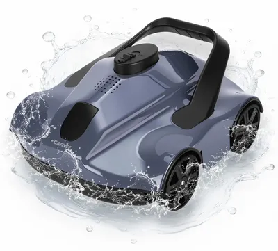 Produktbild von Poolroboter Sauger - Kabellos wiederaufladbar - 5200 mAh Akku 130 min Laufzeit - Selbstparkend - Für Pools bis 80 m² - Grau