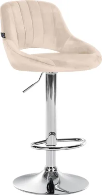 Produktbild von CLP Barhocker Milet Samtbezug höhenverstellbar drehbar mit Rückenlehne creme Gestell Farbe chrom