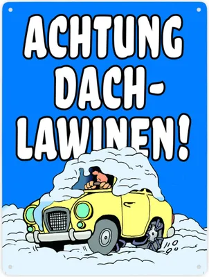 Produktbild von Dachlawine Metallschild XXL in 28x38 cm in Blau-Weiß zum Thema Dachlawinen im