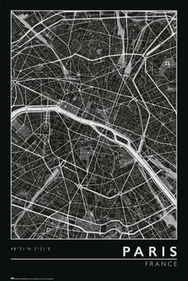 Obrázek produktu pro Plakát s mapou města Paric, 61 x 91,5 cm