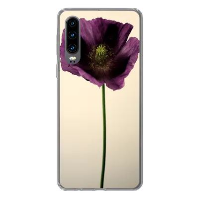 Produktbild von MuchoWow® Handyhülle Schutzhülle Hülle für Huawei P30 Nahaufnahme eines violetten Mohns Silikon Softcase Handy Hülle - Kartenbesitzer