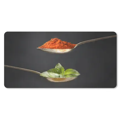 Produktbild von MuchoWow® Mauspad Mousepad Kräuter - Löffel - Gewürze - Schwarz - Italienisch 60x30 cm - Mousepads - Maus Mat - Pad - Mausunterlage - Nachhaltig