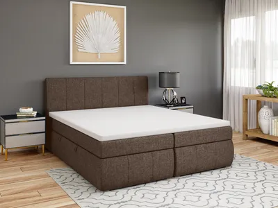 Produktbild von FEDVE Boxspringbett Schlafzimmerbett LEO mit 2 Bettkästen, Doppelbett mit Bonell-Matratze und Topper 140x200