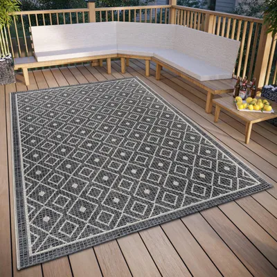 Obrázok produktu pre Odolný vonkajší koberec s geometrickým vzorom, 155 x 235 cm