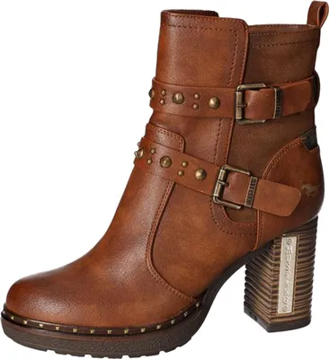 Produktbild von Mustang Damen Stiefelette Plateau Riemen mit Schnalle und Nietenbesatz 1336-512, Größe:37 EU, Farbe:Braun
