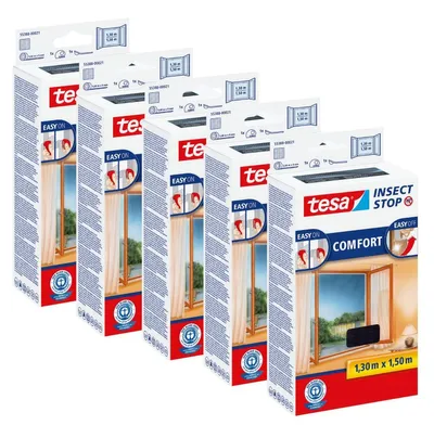 Produktbild von TESA Moskitonetz für Fenster, Klettband, schwarz, 1,3 x 1,5 m, 5 Stück