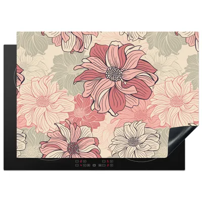 Produktbild von KitchenYeah© Herdabdeckplatte Muster - Blume - Design - Jahre 20s , 75x52cm, Küche Deko, Glaskeramikkochfeld Herdabdeckung, Abdeckplatte fùr Kochfeld