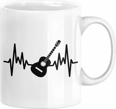 Produktbild von Gitarrist Geschenk Tasse für Gitarrenspieler Männer Geschenkidee Herzschlag Gitarre Kaffee-Becher (Weiß)