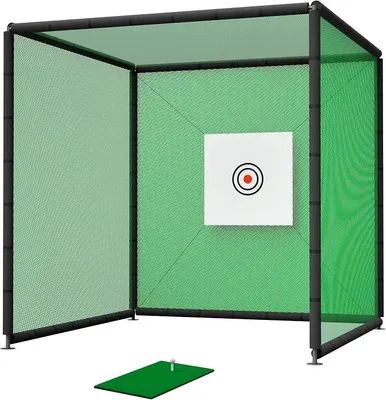 Produktbild von Golfkäfignetz 3m Freistehend Übungskäfignetz, Golfnetz Übunskäfig mit Ziel-Tuch und Übungsmattte