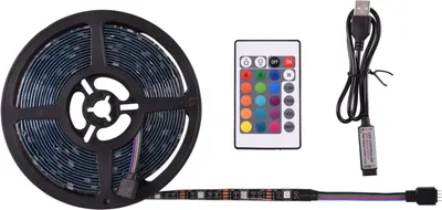 Produktbild von LED-Streifen Serie 300, 3 Meter, selbstklebend, RGB-Farbwechsler, dimmbar, mit Fernbedienung, USB