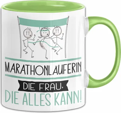Produktbild von Marathonläuferin Geschenk Tasse Becher Die Frau Die Allen Kann Geschenkidee für eine Marathonläuferin Lustig (Grün)