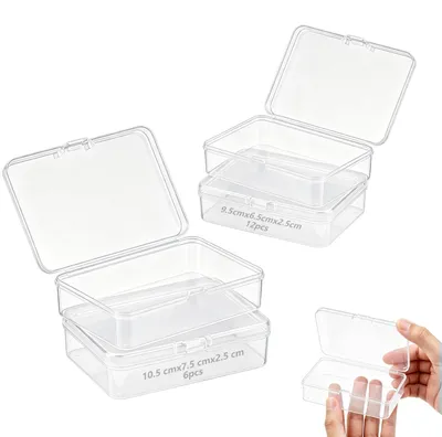 Aufbewahrungsboxen mit Deckel, 18 Stück, 9,5×6,5×2,5 cm, Kunststoff