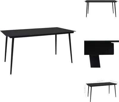 Immagine prodotto di vidaXL Tavolo da pranzo da giardino nero 150x80x74 cm in acciaio e vetro - Tavoli da giardino