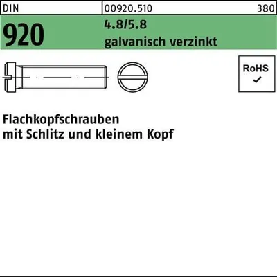 Produktbild von Reyher  Flakoschr. mit Schlitz DIN 920 4.8/5.8 M 4x10 vz (100 Stück)