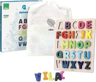 Image de Puzzle encastré avec des lettres en bois colorées